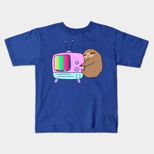 Vintage No Signal TV Sloth Kids T-Shirt